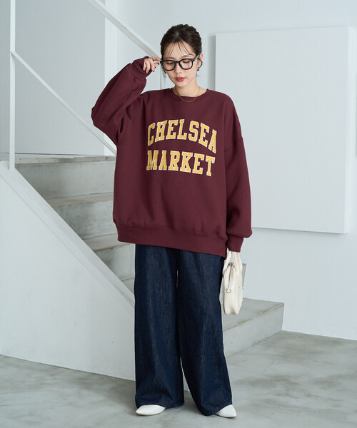 FREAK'S STORE(フリークスストア)の「限定展開 CHELSEA クラック プリント カレッジ スウェット(スウェット・レディース・グレー/ネイビー/ワイン/ナチュラル/チャコール・フリ-)」の13枚目の写真