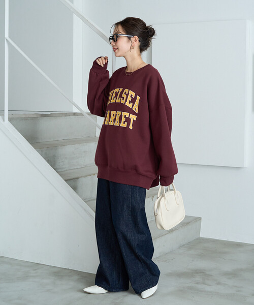 FREAK'S STORE(フリークスストア)の「限定展開 CHELSEA クラック プリント カレッジ スウェット(スウェット・レディース・グレー/ネイビー/ワイン/ナチュラル/チャコール・フリ-)」の14枚目の写真
