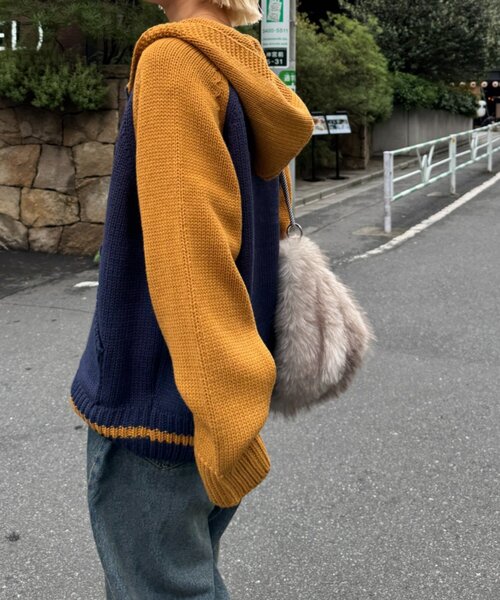 CIAOPANIC TYPY(チャオパニックティピー)の「【UNISEX】ラグランフードニットカーディガン(ニット/セーター・レディース・パープル/ネイビー/ブラウン/グレー/グリーン・MEDIUM/LARGE)」の21枚目の写真