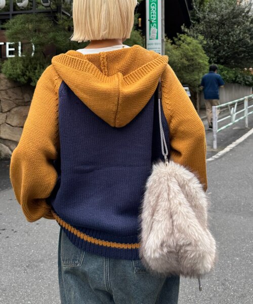 CIAOPANIC TYPY(チャオパニックティピー)の「【UNISEX】ラグランフードニットカーディガン(ニット/セーター・レディース・パープル/ネイビー/ブラウン/グレー/グリーン・MEDIUM/LARGE)」の22枚目の写真