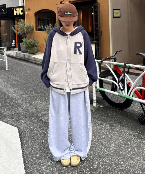 CIAOPANIC TYPY(チャオパニックティピー)の「【UNISEX】ラグランフードニットカーディガン(ニット/セーター・レディース・パープル/ネイビー/ブラウン/グレー/グリーン・MEDIUM/LARGE)」の9枚目の写真