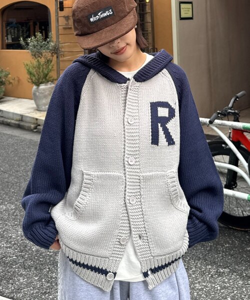CIAOPANIC TYPY(チャオパニックティピー)の「【UNISEX】ラグランフードニットカーディガン(ニット/セーター・レディース・パープル/ネイビー/ブラウン/グレー/グリーン・MEDIUM/LARGE)」の10枚目の写真