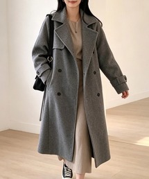 ウエストベルト×ダブルボタントレンチコート