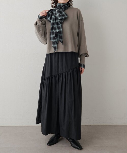 Whim Gazette（ウィムガゼット）の「切替ヴィンテージタフタスカート（スカート・レディース・オフホワイト/ダークブラウン/ブラック・FREE）」の11枚目の写真