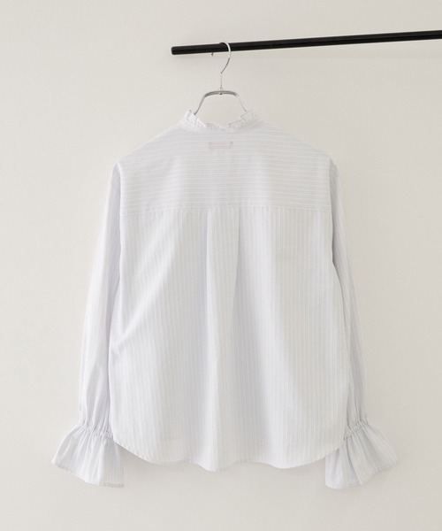 POLO BCS(ポロ ビーシーエス)の「【POLO BCS】VIS別注フリル前立てシャツ(シャツ/ブラウス・レディース・ライトグリーン/ホワイト系その他/ブルー系その他4・FREE)」の9枚目の写真