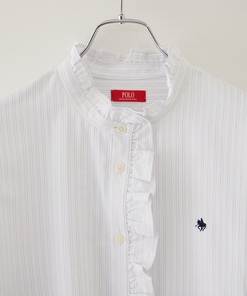 POLO BCS(ポロ ビーシーエス)の「【POLO BCS】VIS別注フリル前立てシャツ(シャツ/ブラウス・レディース・ライトグリーン/ホワイト系その他/ブルー系その他4・FREE)」の10枚目の写真
