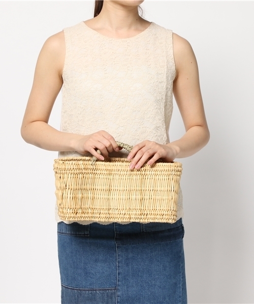 B:MING by BEAMS(ビーミングバイビームス)の「ビーミング by ビームス / モロッコのストロー横長バスケット S(かごバッグ・ベージュ・ONE SIZE)」の2枚目の写真