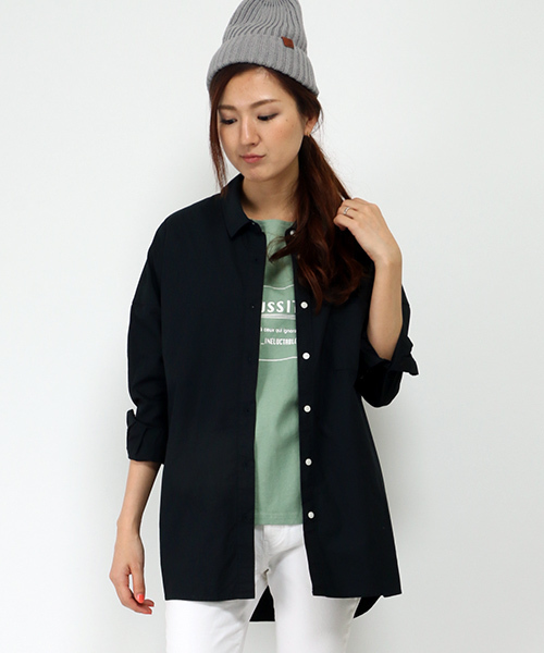 LBC（エルビーシー）の「コットン40タイプライターオーバー     （シャツ/ブラウス・レディース・グリーン/ネイビー/オフホワイト・LARGE/MEDIUM）」の3枚目の写真