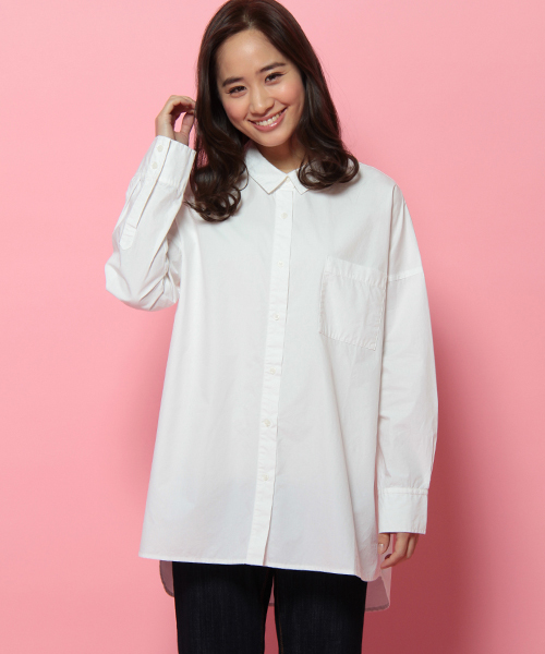 LBC（エルビーシー）の「コットン40タイプライターオーバー     （シャツ/ブラウス・レディース・グリーン/ネイビー/オフホワイト・LARGE/MEDIUM）」の2枚目の写真