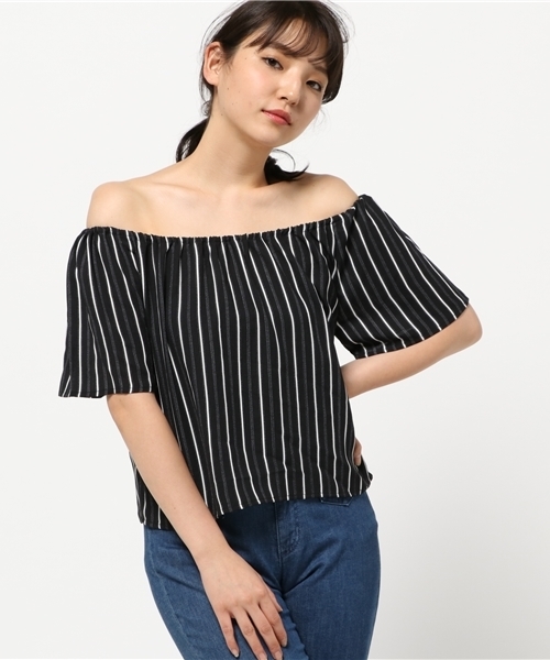 VENCEEXCHANGE(ヴァンスエクスチェンジ)の「フレアオフショルトップス(Tシャツ/カットソー・レディース・ホワイト/オフホワイト/ブルー/その他35/ブラック・MEDIUM)」の19枚目の写真