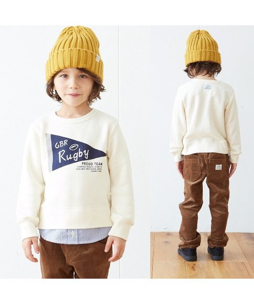 apres les cours（アプレレクール）の「シャツレイヤード風トレーナー（スウェット・キッズ・アイボリー/ターコイズブルー・100/120/90/140/110/130/80）」の3枚目の写真