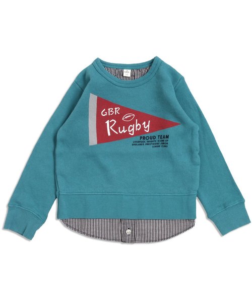 apres les cours（アプレレクール）の「シャツレイヤード風トレーナー（スウェット・キッズ・アイボリー/ターコイズブルー・100/120/90/140/110/130/80）」の6枚目の写真