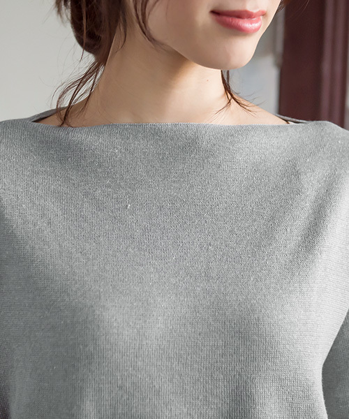 Pierrot（ピエロ）の「ミラノリブ編み ボートネック ニットプルオーバー（ニット/セーター・レディース・ベージュ/アイボリー/ブラック/カーキ/杢グレー/インディゴブルー・L/M）」の14枚目の写真