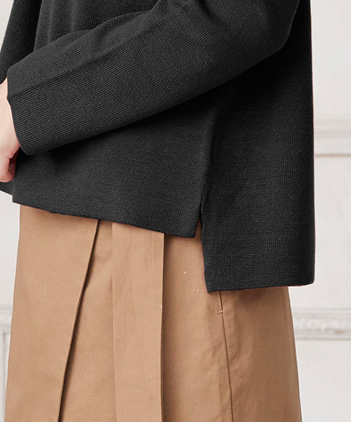 Pierrot（ピエロ）の「ミラノリブ編み ボートネック ニットプルオーバー（ニット/セーター・レディース・ベージュ/アイボリー/ブラック/カーキ/杢グレー/インディゴブルー・L/M）」の16枚目の写真