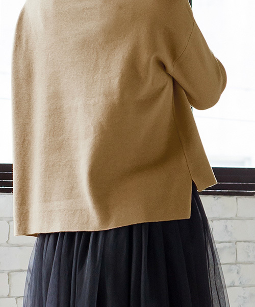 Pierrot（ピエロ）の「ミラノリブ編み ボートネック ニットプルオーバー（ニット/セーター・レディース・ベージュ/アイボリー/ブラック/カーキ/杢グレー/インディゴブルー・L/M）」の17枚目の写真