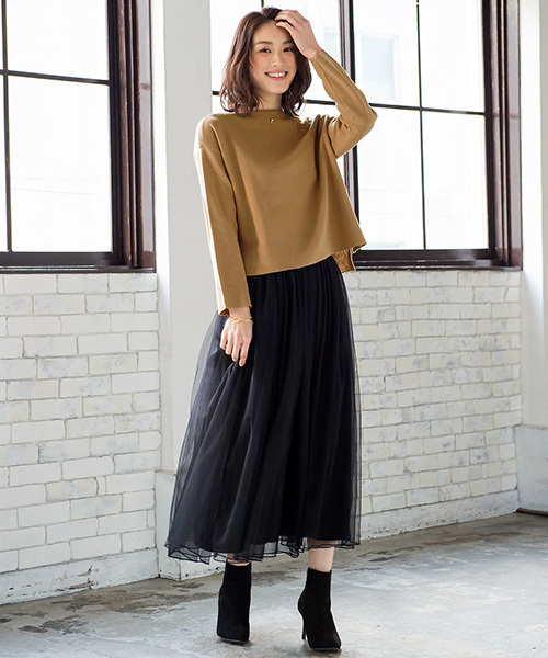 Pierrot（ピエロ）の「ミラノリブ編み ボートネック ニットプルオーバー（ニット/セーター・レディース・ベージュ/アイボリー/ブラック/カーキ/杢グレー/インディゴブルー・L/M）」の13枚目の写真