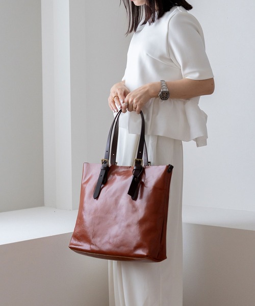 HALEINE(アレンヌ)の「牛革レザートートバッグ(トートバッグ・メンズ・ブラック/ネイビー/オレンジ/ダークブラウン/キャメル/ブラウン/レッド系その他/ブラウン系その他/ブルー系その他/グリーン系その他/ブラック系その他・FREE)」の15枚目の写真