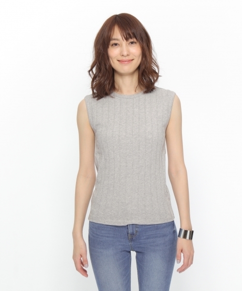 LAKOLE(ラコレ)の「【吸水速乾】ワイドリブノースリーブトップス / LAKOLE(タンクトップ・レディース・ブラック/アイボリー/カーキ/ホワイト/グレー・MEDIUM/SMALL/LARGE)」の13枚目の写真