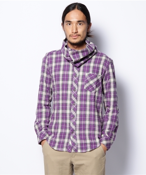 And A(アンドエー)の「オールウェイネルシャツ(シャツ/ブラウス・メンズ・ネイビー/パープル・42/44)」の1枚目の写真