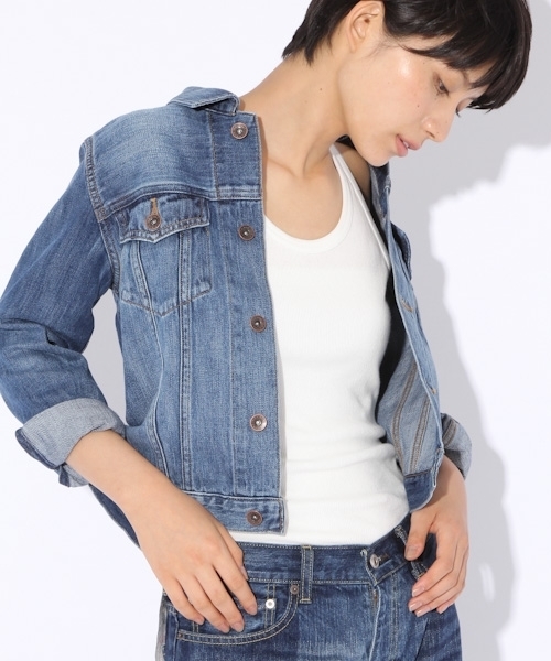 niko and...（ニコアンド）の「Gジャン 10OZデニムジャケット【niko and ...】（デニムジャケット・レディース・ダークブルー/ブルー・MEDIUM/LARGE）」の2枚目の写真