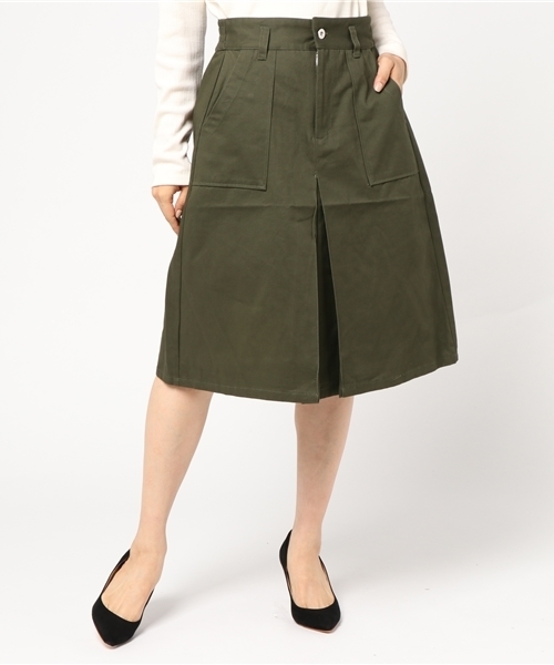 Lilou＆Lily（リルアンドリリー）の「【Lilou＆Lily/リルアンドリリー】 salle de bal別注チノベイカースカート（スカート・レディース・オリーブ/チャコール・38/36）」の17枚目の写真