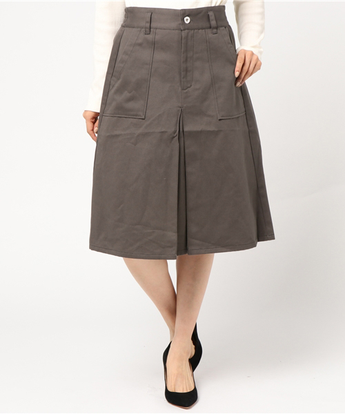 Lilou＆Lily（リルアンドリリー）の「【Lilou＆Lily/リルアンドリリー】 salle de bal別注チノベイカースカート（スカート・レディース・オリーブ/チャコール・38/36）」の21枚目の写真