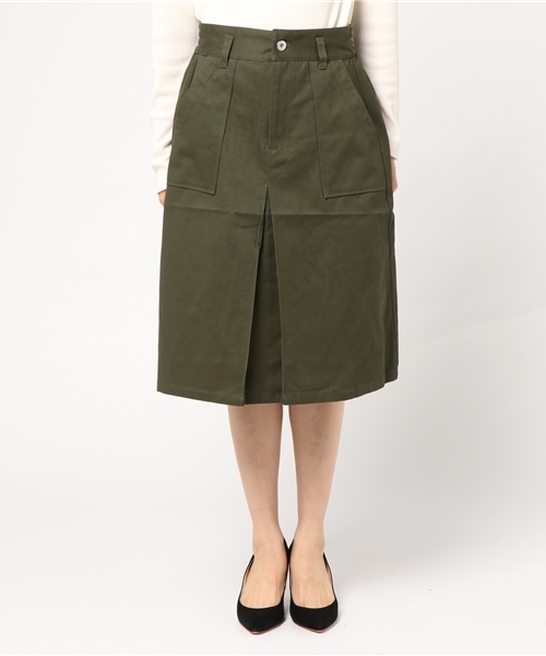 Lilou＆Lily（リルアンドリリー）の「【Lilou＆Lily/リルアンドリリー】 salle de bal別注チノベイカースカート（スカート・レディース・オリーブ/チャコール・38/36）」の3枚目の写真