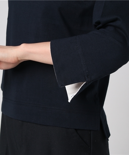 POU DOU DOU（プードゥドゥ）の「刺繍ラウンドカラープルオーバー（Tシャツ/カットソー・レディース・ネイビー/ダークグレー/オートミール・3）」の9枚目の写真