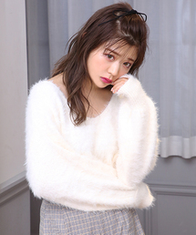 one after another NICE CLAUP | Vあきフェザーニットプルオーバー(ニット/セーター)