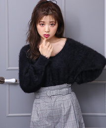 one after another NICE CLAUP | Vあきフェザーニットプルオーバー(ニット/セーター)