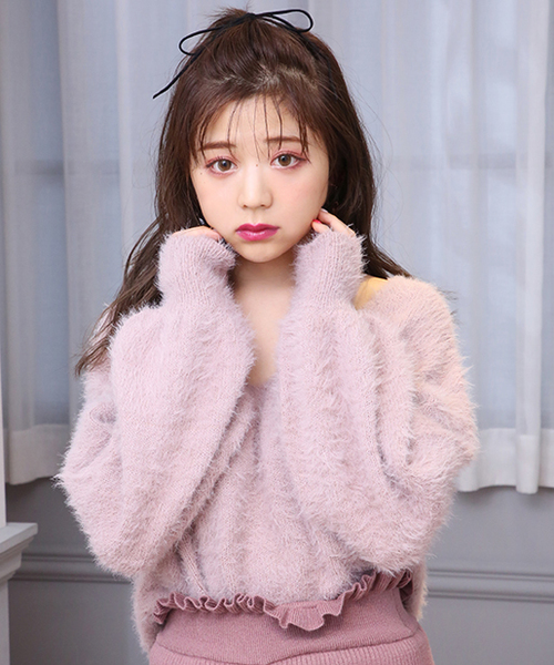 セール】Vあきフェザーニットプルオーバー（ニット/セーター）｜one