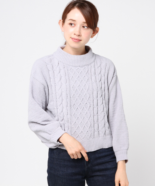 earth music&ecology（アースミュージックアンドエコロジー）の「モールケーブルニットプルオーバー（ニット/セーター・レディース・ブラック/サックスブルー/ピンク/アイボリー・FREE）」の12枚目の写真