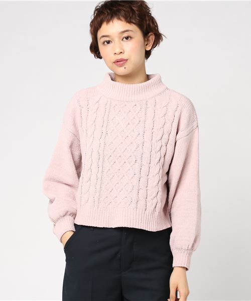 earth music&ecology（アースミュージックアンドエコロジー）の「モールケーブルニットプルオーバー（ニット/セーター・レディース・ブラック/サックスブルー/ピンク/アイボリー・FREE）」の4枚目の写真