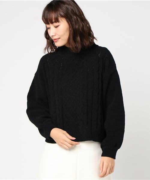 earth music&ecology（アースミュージックアンドエコロジー）の「モールケーブルニットプルオーバー（ニット/セーター・レディース・ブラック/サックスブルー/ピンク/アイボリー・FREE）」の3枚目の写真