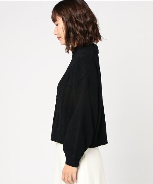 earth music&ecology（アースミュージックアンドエコロジー）の「モールケーブルニットプルオーバー（ニット/セーター・レディース・ブラック/サックスブルー/ピンク/アイボリー・FREE）」の6枚目の写真