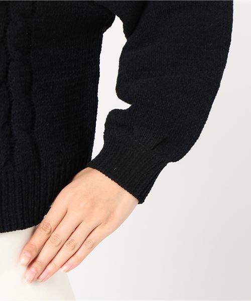 earth music&ecology（アースミュージックアンドエコロジー）の「モールケーブルニットプルオーバー（ニット/セーター・レディース・ブラック/サックスブルー/ピンク/アイボリー・FREE）」の5枚目の写真