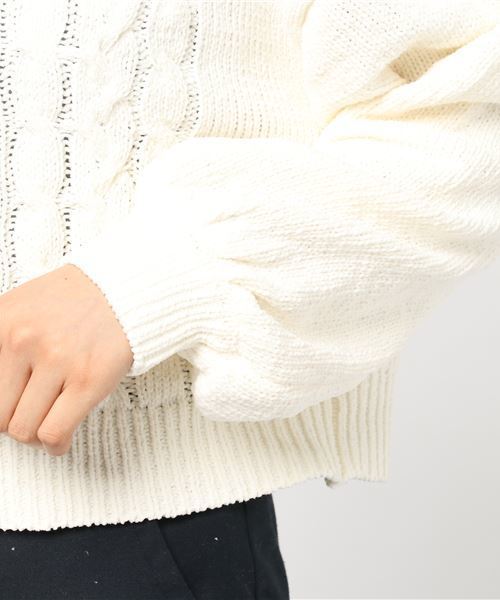 earth music&ecology（アースミュージックアンドエコロジー）の「モールケーブルニットプルオーバー（ニット/セーター・レディース・ブラック/サックスブルー/ピンク/アイボリー・FREE）」の10枚目の写真