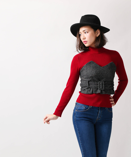 WEGO(ウィゴー)の「WEGO/ベルトマークツイードベアトップ(キャミソール・レディース・グレー系その他/ブラウン系その他・FREE)」の8枚目の写真