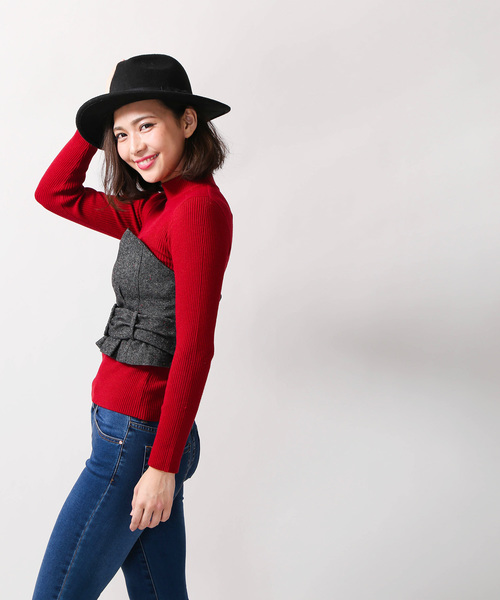 WEGO(ウィゴー)の「WEGO/ベルトマークツイードベアトップ(キャミソール・レディース・グレー系その他/ブラウン系その他・FREE)」の9枚目の写真