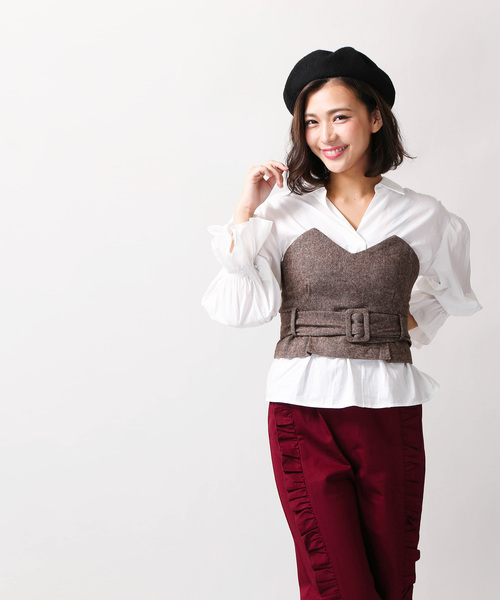 WEGO(ウィゴー)の「WEGO/ベルトマークツイードベアトップ(キャミソール・レディース・グレー系その他/ブラウン系その他・FREE)」の10枚目の写真