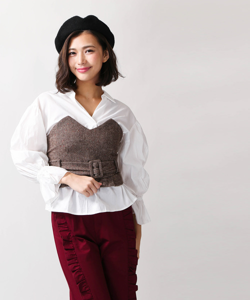 WEGO(ウィゴー)の「WEGO/ベルトマークツイードベアトップ(キャミソール・レディース・グレー系その他/ブラウン系その他・FREE)」の11枚目の写真