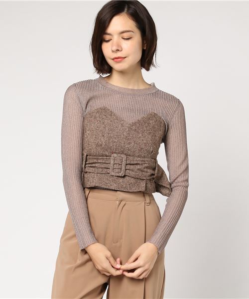 WEGO(ウィゴー)の「WEGO/ベルトマークツイードベアトップ(キャミソール・レディース・グレー系その他/ブラウン系その他・FREE)」の12枚目の写真