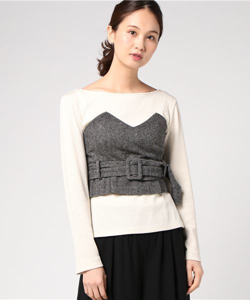 WEGO(ウィゴー)の「WEGO/ベルトマークツイードベアトップ(キャミソール・レディース・グレー系その他/ブラウン系その他・FREE)」の13枚目の写真