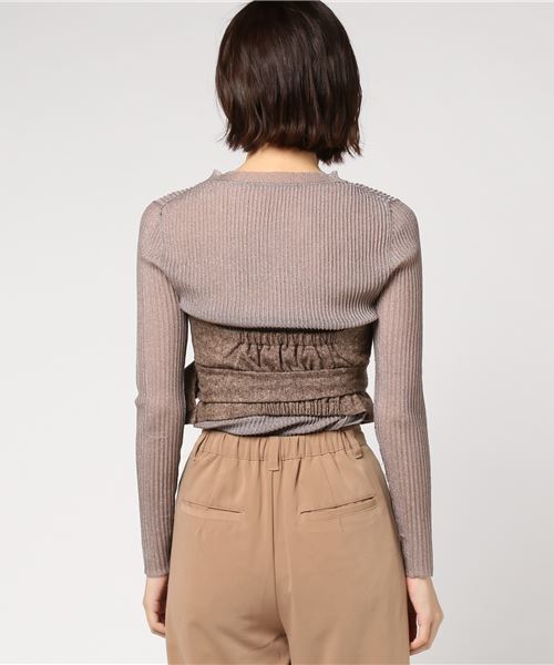 WEGO(ウィゴー)の「WEGO/ベルトマークツイードベアトップ(キャミソール・レディース・グレー系その他/ブラウン系その他・FREE)」の4枚目の写真