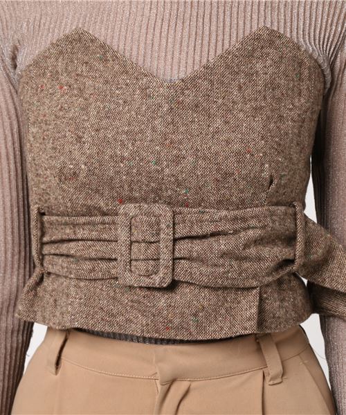 WEGO(ウィゴー)の「WEGO/ベルトマークツイードベアトップ(キャミソール・レディース・グレー系その他/ブラウン系その他・FREE)」の5枚目の写真