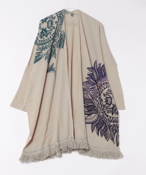 チャイハネ（チャイハネ）の「【チャイハネ】yul トライバル柄フリンジMEN'Sカーディガン（カーディガン/ボレロ・メンズ・ホワイト/ブラック/ブルー/イエロー/カーキ/ライトグレー/ブラック×ブルー/ターコイズブルー/パープル/グリーン系その他/ベージュ/ダークブラック/ダークブルー/ライトカーキ・FREE）」の8枚目の写真