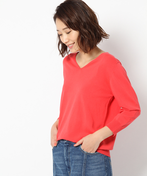 laboratory work（ラボラトリーワーク）の「モダールコットンVネックニットプルオーバー（ニット/セーター・レディース・オフホワイト/杢グレー/グリーン/ピンク・MEDIUM）」の18枚目の写真