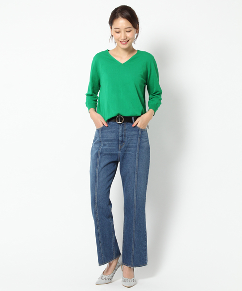 laboratory work（ラボラトリーワーク）の「モダールコットンVネックニットプルオーバー（ニット/セーター・レディース・オフホワイト/杢グレー/グリーン/ピンク・MEDIUM）」の16枚目の写真