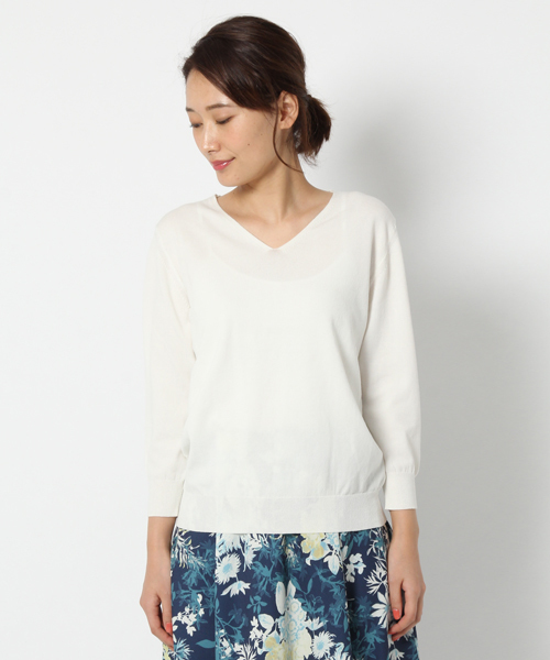 laboratory work（ラボラトリーワーク）の「モダールコットンVネックニットプルオーバー（ニット/セーター・レディース・オフホワイト/杢グレー/グリーン/ピンク・MEDIUM）」の20枚目の写真