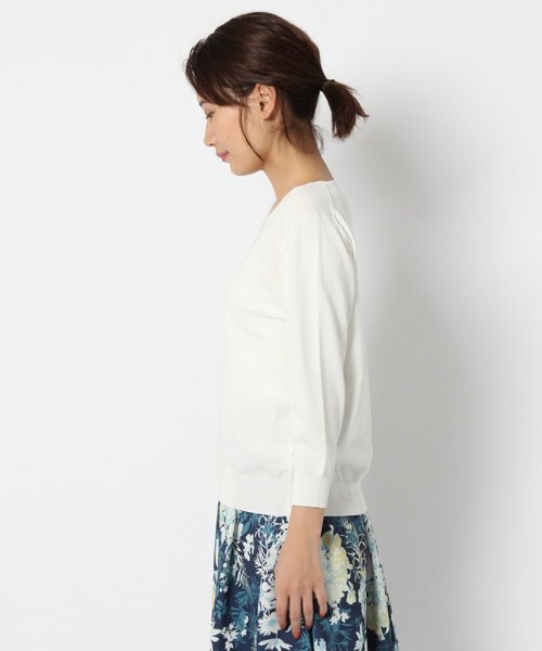 laboratory work（ラボラトリーワーク）の「モダールコットンVネックニットプルオーバー（ニット/セーター・レディース・オフホワイト/杢グレー/グリーン/ピンク・MEDIUM）」の21枚目の写真